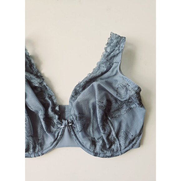 Cacique Modern Unlined Underwire Full Coverage Figure Blue Floral Lace Bra 38I - Picture 2 of 10